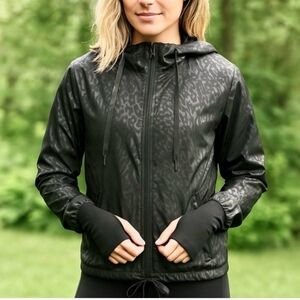 Zyia Active Black Cheetah Print Bomber Jacket Sz Xxl